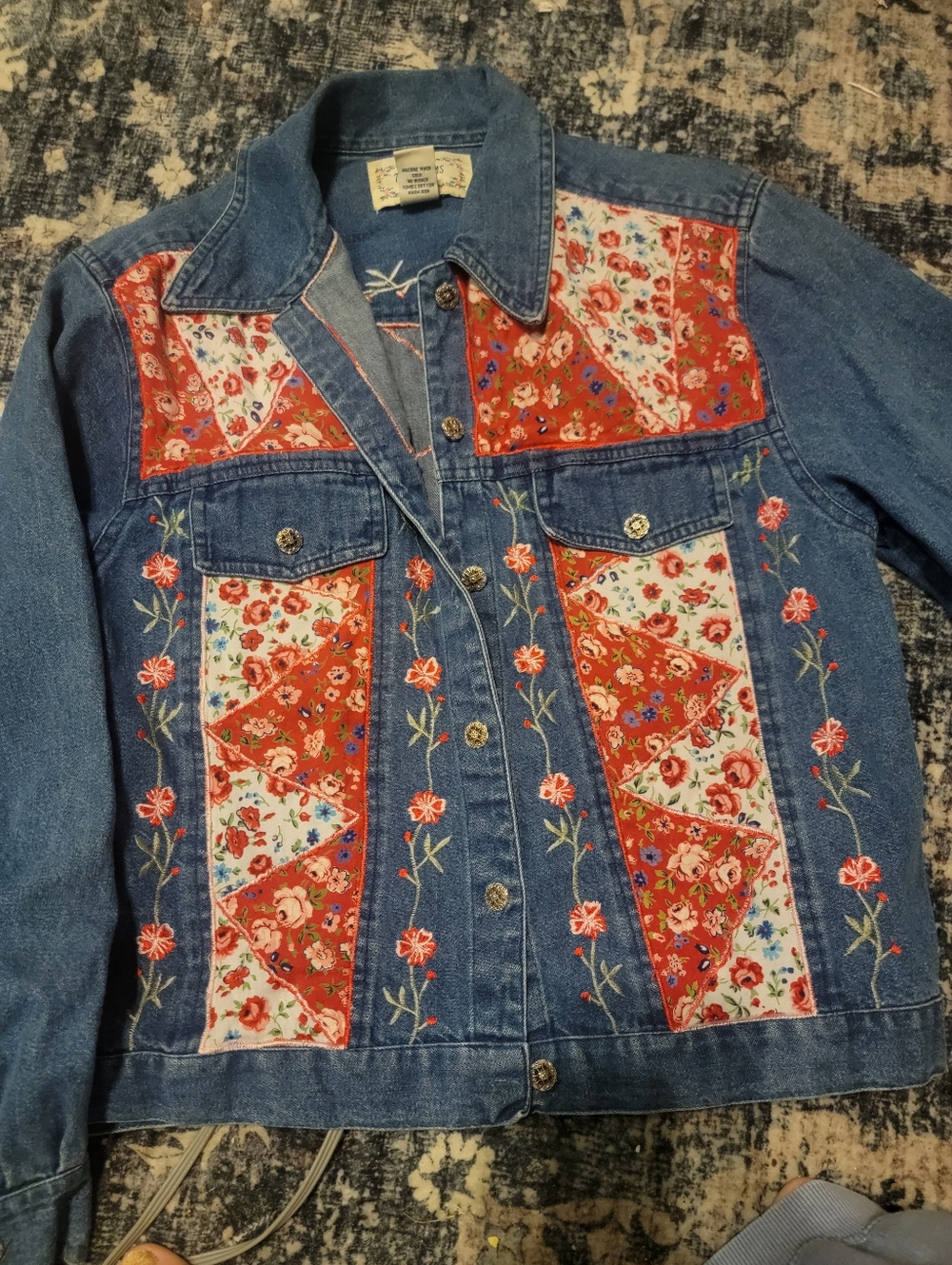 Vintage 90s Patchwork Insert Denim Jacket
